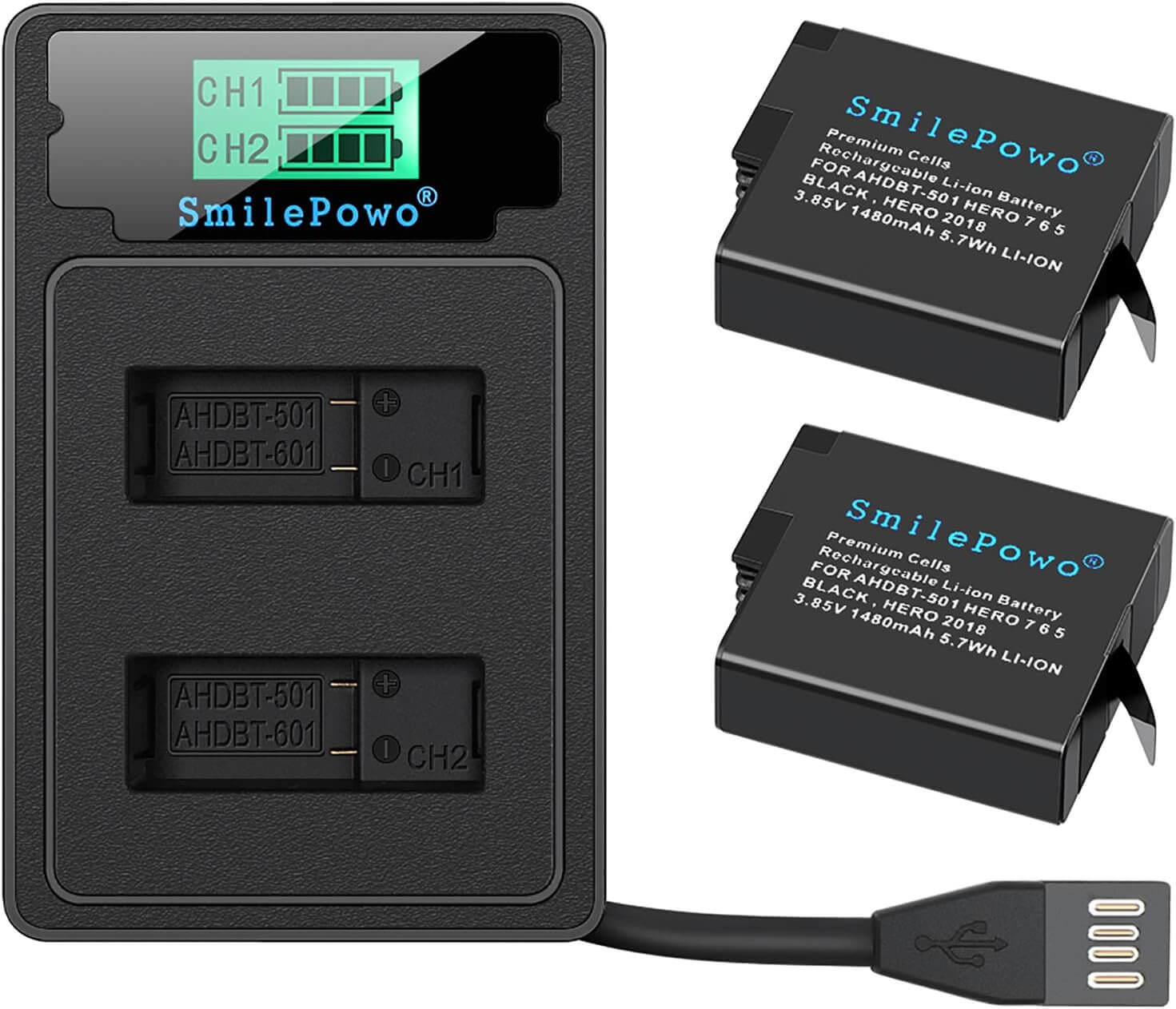 SmilePowo 2PCS Dual Battery